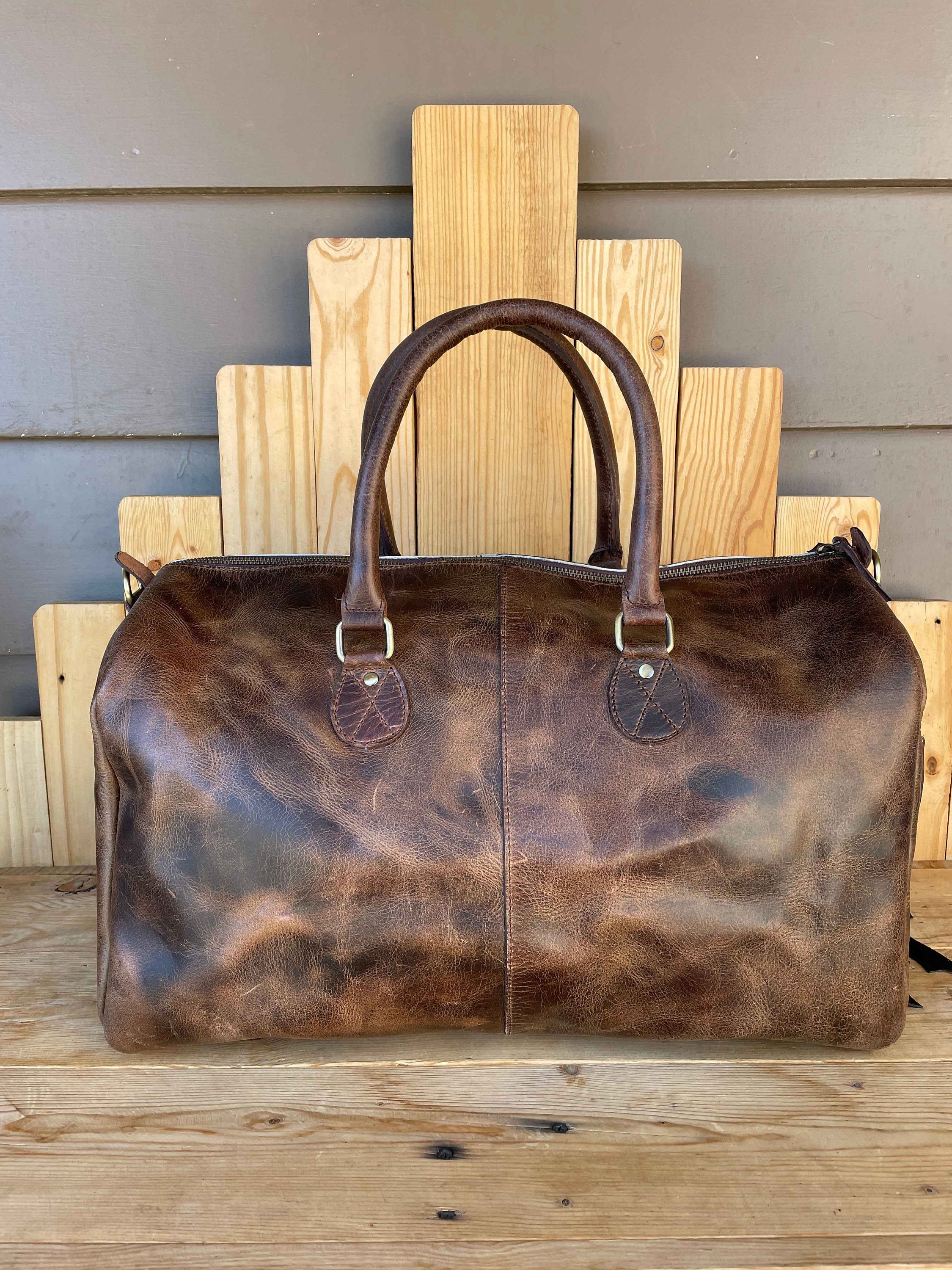 Cowhide & Tooled Leather Fringe Duffle Etsy