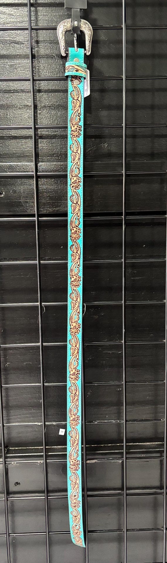 Turquoise Tooled Leather Belt! - Etsy