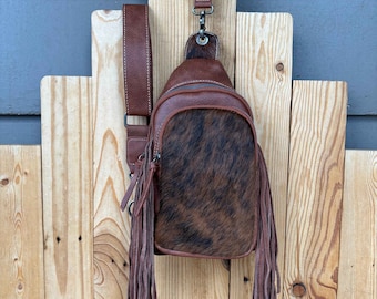 Schultertasche aus Rindsleder mit FRANSEN!