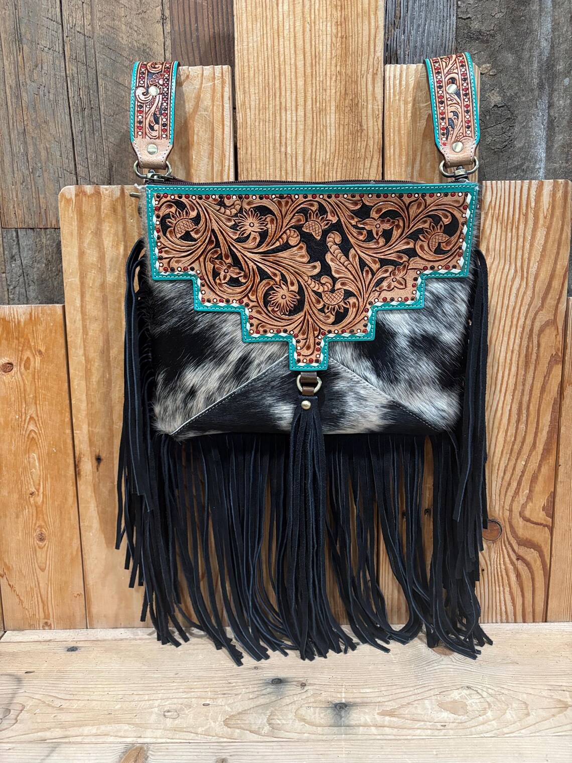 Brown Cowhide & Leather Crossbody main image 1