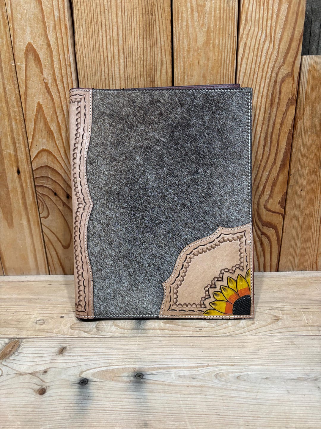 Tufted Notebook Sunflower Tooled Notebook With Cowhide Accents! - Etsy