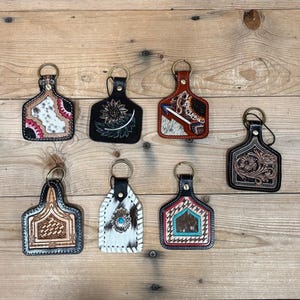 Westerse koeienhuid sleutelhangers!