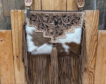 Punzierte Leder/Rindsleder Crossbody!