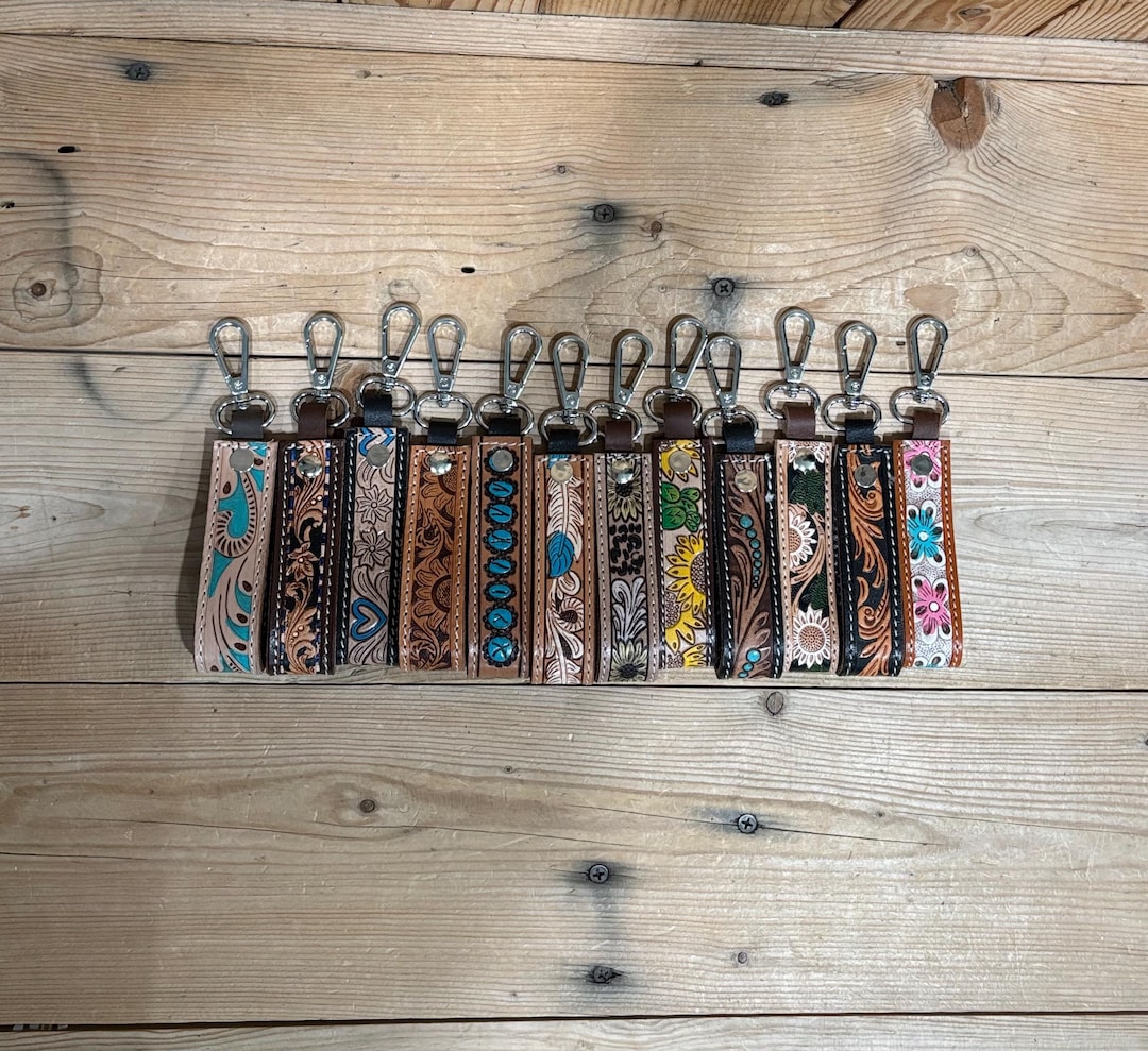 Hand Tooled Leather Keychains! - Etsy