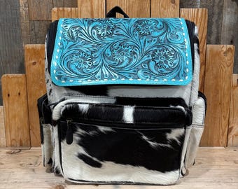 Cowhide & Tooled Leather Backpacks!