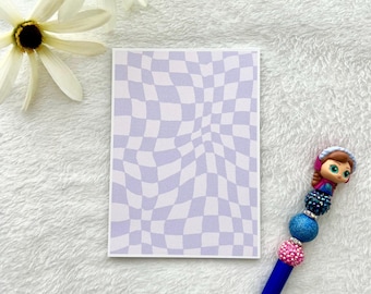Purple Checkered Notepad, Fun Stationery