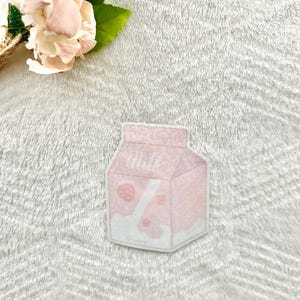 Cute Strawberry Milk Carton Sticker, Milk Carton Sticker, Cute Sticker, Glossy Sticker, Cute Holographic Sticker, Cute Stickers