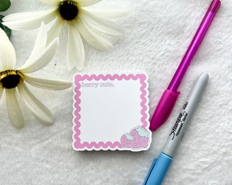Berry Cute Sticky Notes, Strawberry, Strawberry Notepad, Strawberry mini notepad, Cute notepad, cute sticky notes