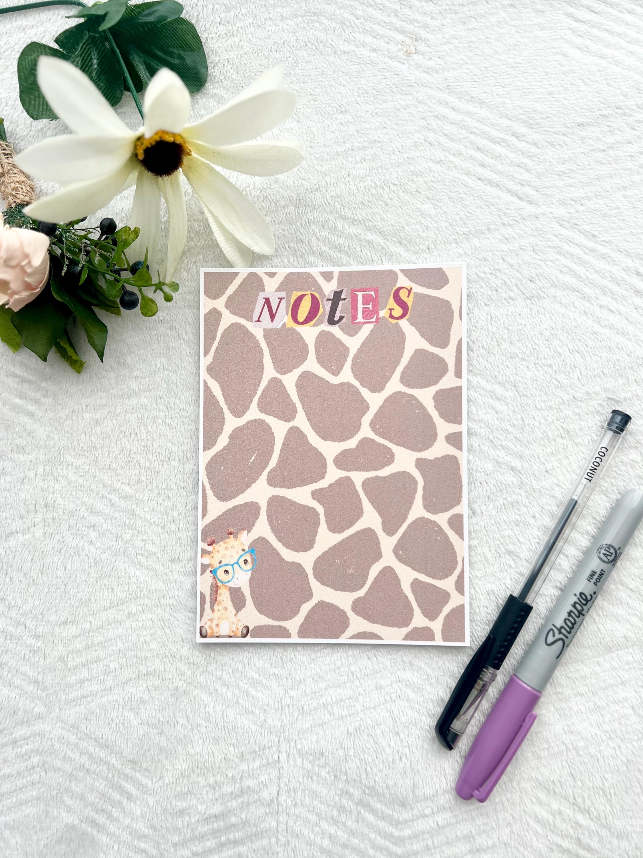 Giraffe Print Notepad, Stationery - Etsy