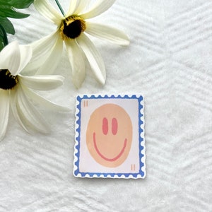 Smiley Stamp Stickers, Smiley stickers, cute stamp stickers, cute sticker, stamp sticker, smiley face, fun sticker, holographic sticker