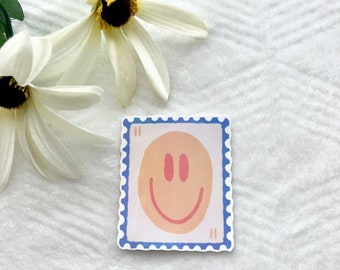 Smiley Face Stamp Sticker, Waterproof Decal