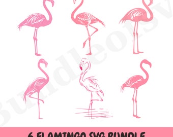 Rosa Flamingo svg-paket, Flamingo Svg-paket, Flamingo Clipart, Flamingo Clipart, Silhuett, Flamingo Vektor, Djur svg, Digital Nedladdning