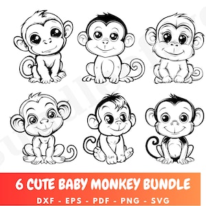 Baby Affen Clipart Bundle - Digitale SVG Designs - Baby Affen geschnitten Datei - Cut Dateien für Cricut