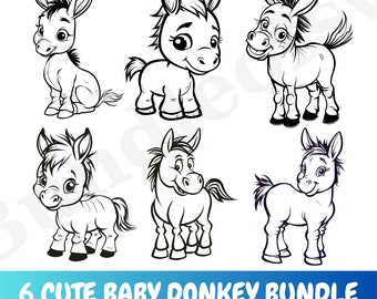 Baby Donkey Svg Bundle, Cute Donkey Svg Bundle, Cute Baby Donkey, Cute Donkey Svg, Animal Svg file, Donkey Face SVG, Donkey Cut file,