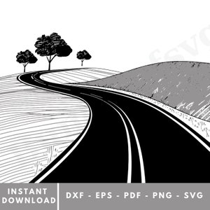 Road SVG, Road Clipart, Highway Svg, Road Silhouette, Asphalt Road Svg, Winding Road Svg, Driving Svg, Svg Files for Cricut, Digital