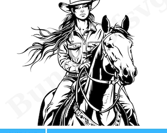 Cowgirl SVG, Western Horse SVG, Western Svg, Horse Svg, American Cowgirl Riding Horse svg, Rodeo Cowgirl Svg, Cowboy Svg, Svg Cut Files
