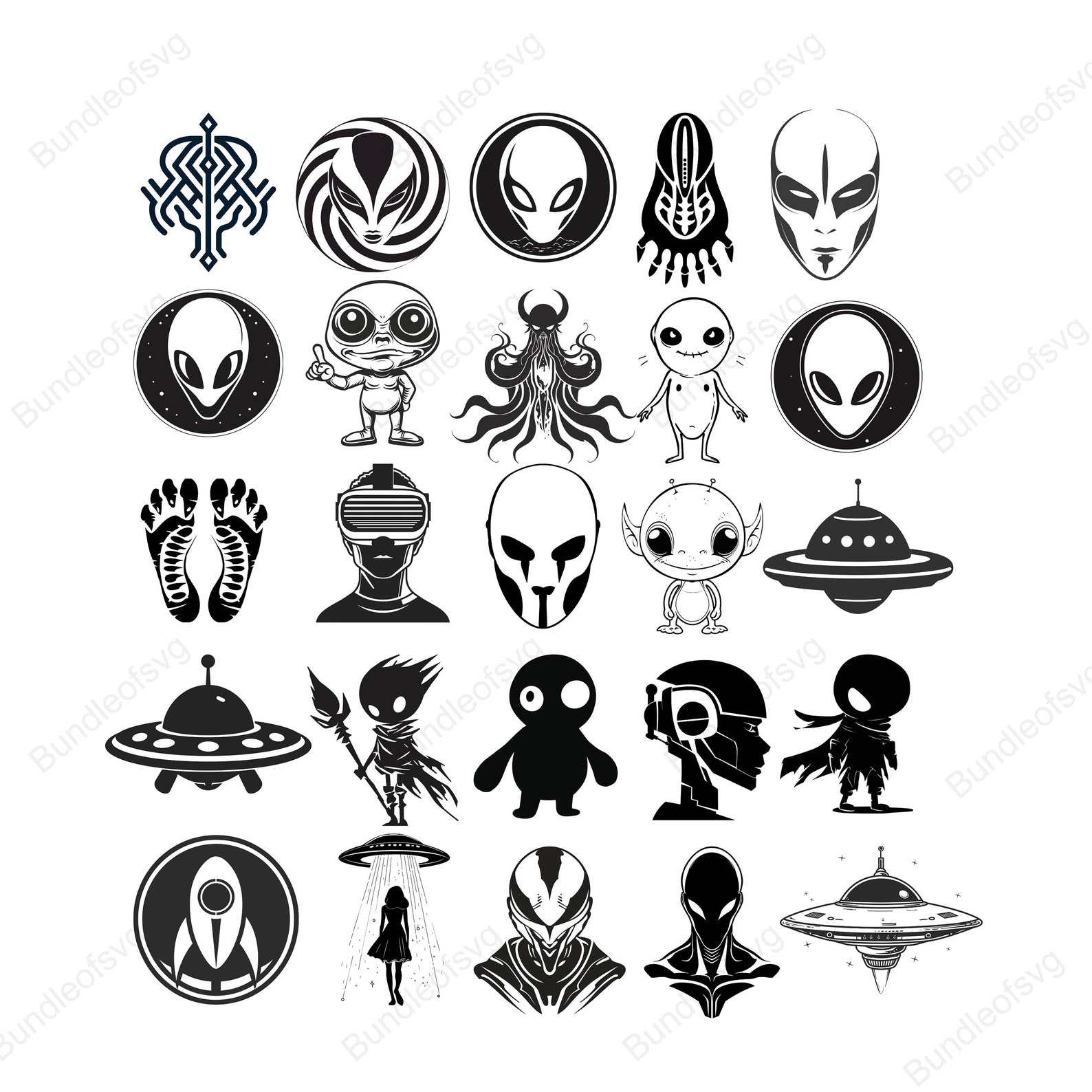 Alien SVG Bundle, Ufo Svg, Ufo Svg for Cricut, Alien Vector, Ufo Vector ...