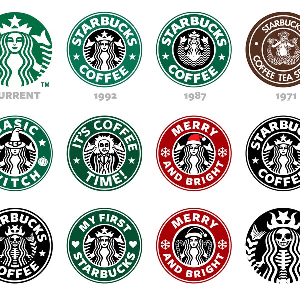 Star Bucks Svg bundle, Christmas Coffee Logo Coffee Brand, Cricut, silhouette