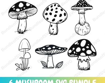 Mushroom SVG Bundle - Forest Fungi Clipart - Mushroom Clipart - Mushroom Vector - Cut Files for Cricut & Silhouette - Digital Download