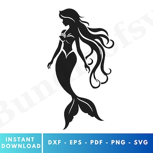 Sirène SVG - Silhouette de sirène - Clipart sirène - queue de sirène - SVG de plage de la mer - sirène mignonne Svg - fichiers de coupe pour Cricut #1