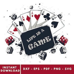 Jeu de hasard Svg, Svg casino, poker Svg, Svg cartes à jouer, cadeaux pour jeu d'argent, cartes de poker, argent magique, fichiers découpés pour Cricut, téléchargement numérique