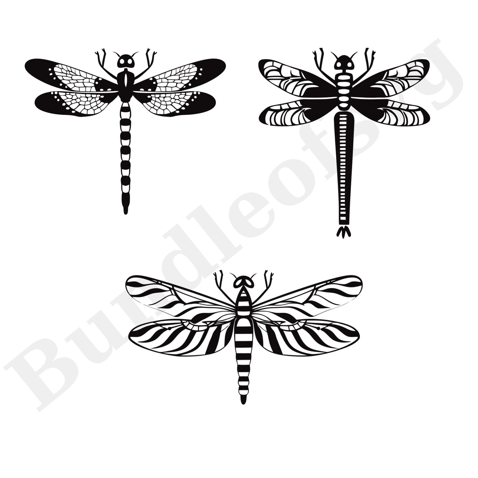 Dragonfly SVG Bundle - Intricate Dragonfly Silhouettes - Nature ...