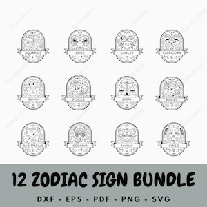 Zodiac SVG - Astrology Signs Bundle for Cricut & Silhouette - Zodiac sign Svg - Zodiac cards Svg - Witchy Svg - Vector - Digital Download