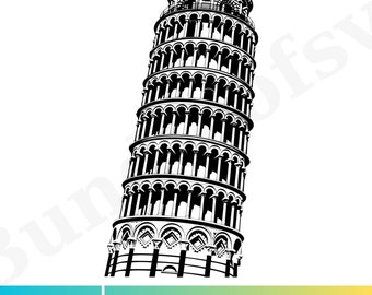 Tower of Pisa SVG: Italy Travel Inspired Digital Download - Pisa Silhouette - Italy Svg - Travel Svg - Tower Svg - Building Svg - Svg Files