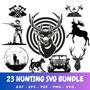 Hunting SVG Bundle - Hunter SVG Cut Files - Deer Hunter svg - Outdoor Svg - Deer Head svg - Svg Files for Cricut - Digital Download