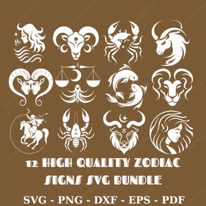 Zodiac Signs Svg Bundle, Astrology svg,Zodiac Sign png, Zodiac printable file, Zodiac svg for Cricut