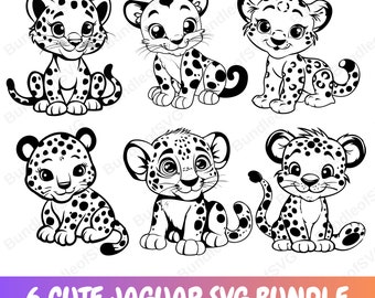 Jaguar Printable Coloring Svg Bundle - Jaguar Svg Bundle - Baby Jaguar Svg - Cute Jaguar Svg - Cut Files for Cricut - Digital Download