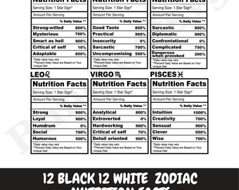 Zodiac Nutrition Facts SVG Bundle - Zodiac sign svg - Zodiacs sign svg - Nutritional facts - Zodiac svg - Horoscope Svg - Digital Download