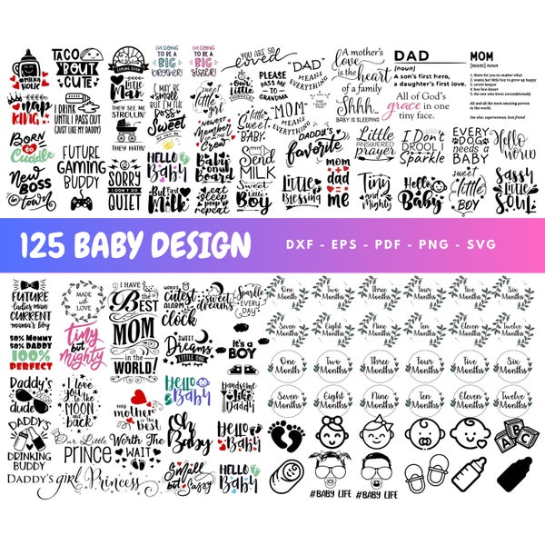 Baby SVG Bundle, Baby Shower SVG, Baby Quote Bundle, Newborn SVG Bundle, Cute Baby Saying svg, Funny Baby svg, Baby Boy Girl Svg, Png,Cricut