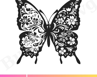 Floral Butterfly SVG, Butterfly Flower, Butterfly Clipart, Butterfly SVG, Butterfly SVG Layered, Butterfly Svg files for Cricut,