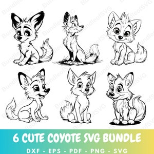 Coyote Printable Coloring Svg Bundle - Baby Coyote Svg - Coyote Svg Bundle - Cute Coyote Svg Bundle - Cut Files for Cricut -Digital Download