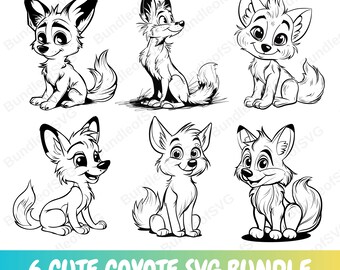 Coyote Printable Coloring Svg Bundle - Baby Coyote Svg - Coyote Svg Bundle - Cute Coyote Svg Bundle - Cut Files for Cricut -Digital Download