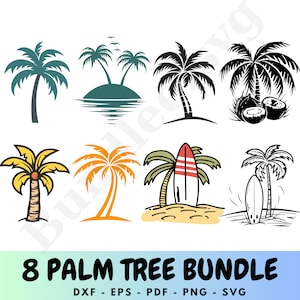 Palm Tree SVG Bundle | Tropical Palm Tree Clipart | Summer SVG Files for Cricut & Silhouette