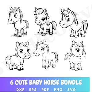 Baby Horse Svg Bundle, Cute Horse Svg Bundle, Cute Baby Horse, Cute Horse Svg, Animal Svg file, Farm Animal Svg  Horse Face , Cut File, Foal