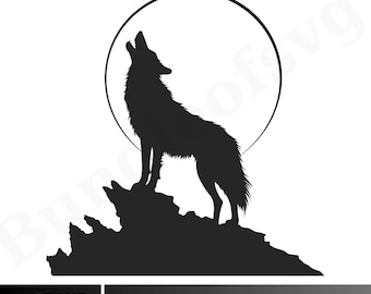 Wolf Howling SVG, Wolf SVG, Wolf Silhouette SVG, Wolf Svg Cut Files for Cricut, Howling Wolf Svg Png Instant Digital Download, Silhoutte,