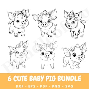Baby Pig SVG Svg Bundle, Pig with Bandana Svg Bundle, Cute Baby Pig, Cute Pig Svg, Animal Svg file, Pig Face SVG, Pig Cut file