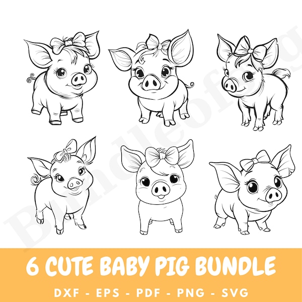 Baby Pig SVG Svg Bundle, Pig with Bandana Svg Bundle, Cute Baby Pig, Cute Pig Svg, Animal Svg file, Pig Face SVG, Pig Cut file