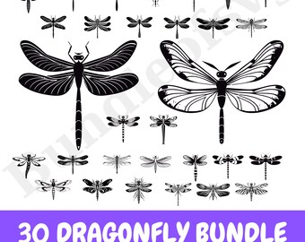 Dragonfly SVG Bundle - Intricate Dragonfly Silhouettes - Nature-Inspired Cut Files for Cricut & Silhouette - Digital Download
