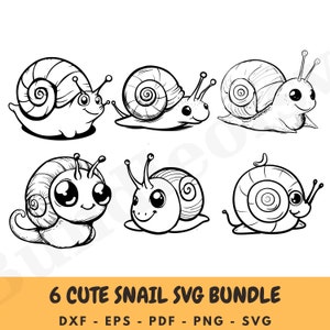 Paquete SVG de caracol, SVG de caracol, lindo caracol svg, moluscos svg, imágenes prediseñadas de caracol bebé, caracoles svg, archivos de corte de silueta, descarga digital