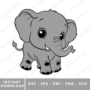 Bebé elefante svg - lindo elefante svg archivo - elefante clipart - silueta animal - nuevo bebé svg - archivos svg para cricut - descarga digital