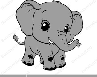 Babyolifant Svg - schattige olifant Svg-bestand - olifant Clipart - dierlijke silhouet - nieuwe baby Svg - Svg-bestanden voor Cricut - digitale download