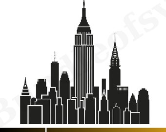 New York Silhouette SVG – Iconic Skyline Cut Files for Cricut - NYC Skyline Svg - New York Skyline Svg - Digital Download