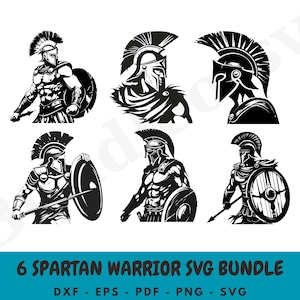 Guerrier spartiate SVG - Clipart soldat grec ancien - Silhouette de guerrier gladiateur - casque spartiate vecteur - téléchargement immédiat pour Cricut