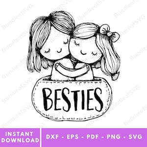 Besties SVG - Friendship Clipart - Sisters Svg - Friends Forever Svg - Best Friends Png - Cut Files for Cricut - Instant Download #2