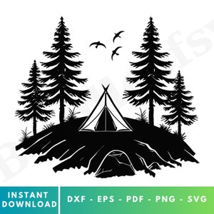 Camping SVG, campingtält Svg, campingklippfil, campingtältsilhuett, campingtält SVG, campingtält Clip Art, klippfiler för Cricut