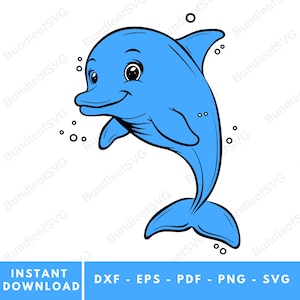 Ocean-Inspired Blue Dolphin SVG File for Cricut and Silhouette - Sea Animal Svg - Natutical Svg - Dolphin Silhouette - Digital Download